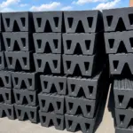 Piles of fenders made from recycled rubber