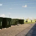 artist's impression of battery energy systems at a port