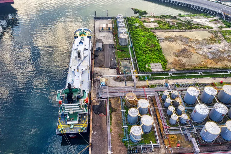 Aerial image of a port