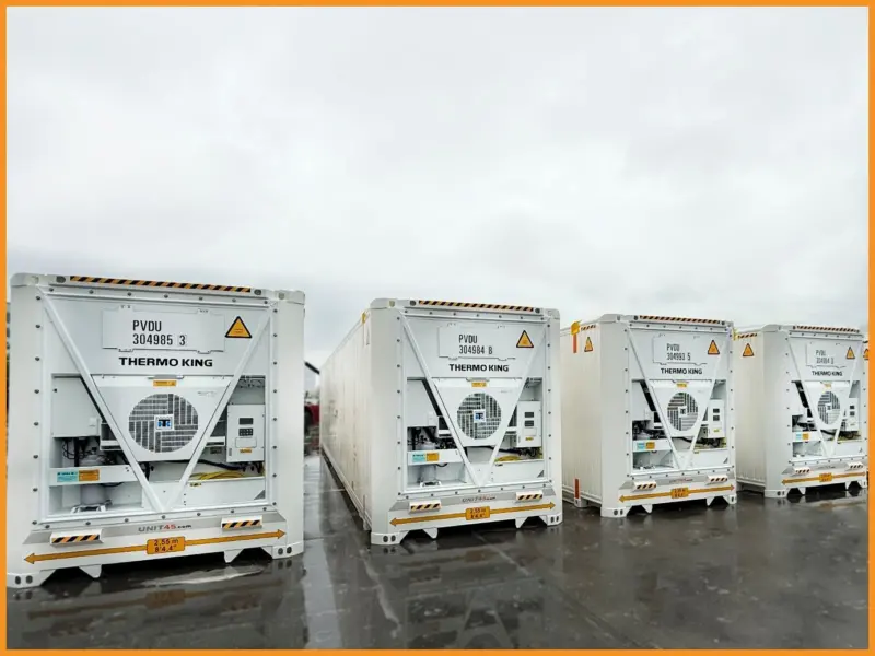 Four UNIT45 electric reefers in a row