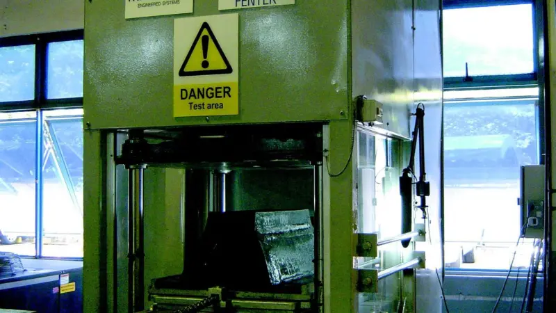 A fender undergoing one of the many tests required for PIANC Type Approval