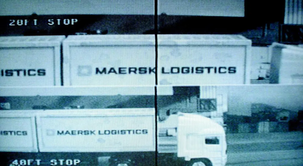 Typical in-cab arrangement. (Inset): Typical split screen view for a 20 and 40/45 foot container