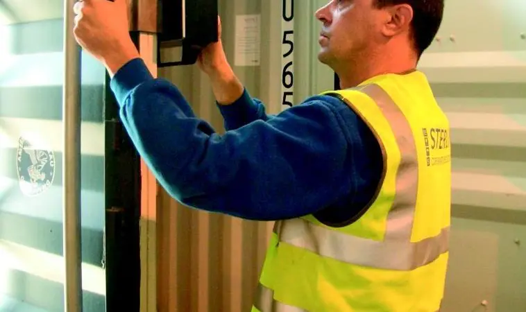 TripLock device being fitted at Sterling Corporate Relocation in the UK