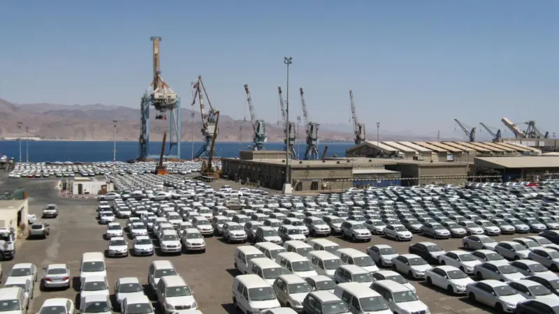 Port Strategy: Israel's ports, including Eilat (pictured), have been crippled by strikes