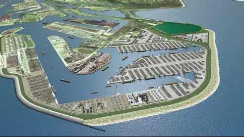 Artists impression of the Second Maasvlakte Terminal.