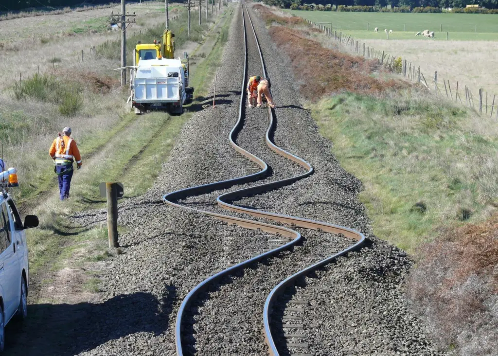 Port Strategy: Earthquake damage incurred at the three-kilometre mark on the Midland Line on the outskirts of Christchurch city