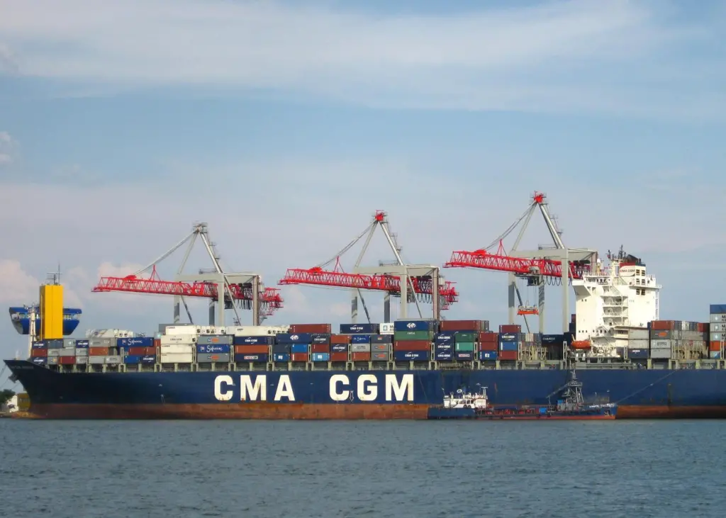The port of Odessa with CMA-CGM's 'Debussy' at berth