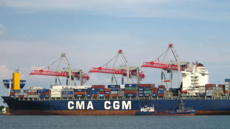 The port of Odessa with CMA-CGM's 'Debussy' at berth