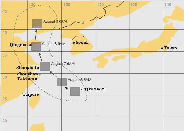 Typhoon Muifa path prediction as of Friday 15.00 GMT