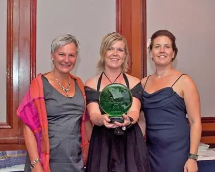 Asa Wilske, Senior Manager Sustainability, Port of Gothenburg(left); Cecilia Carlsson, Corporate Communication Manager, Port of Gothenburg (middle) and Sara Sköold, Environmental Specialist, Clean Shipping Project (right)