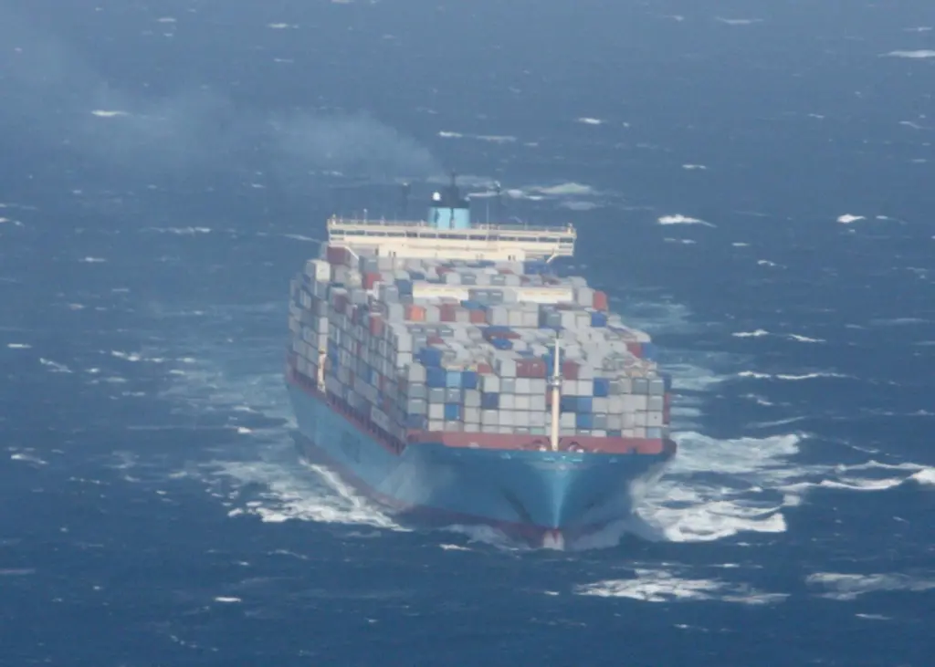 A research vessel ‘sniffed’ the airborne pollutants from the Margrethe Maersk as it approached the coast