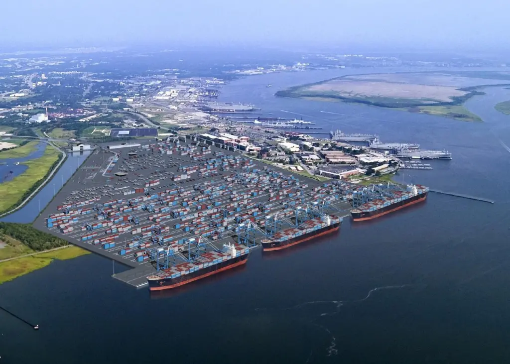 A rendering of the Navy Base Terminal, currently under construction in North Charleston. It will boost container capacity in the port by about 50%