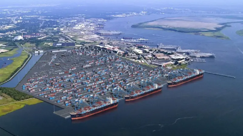 A rendering of the Navy Base Terminal, currently under construction in North Charleston. It will boost container capacity in the port by about 50%