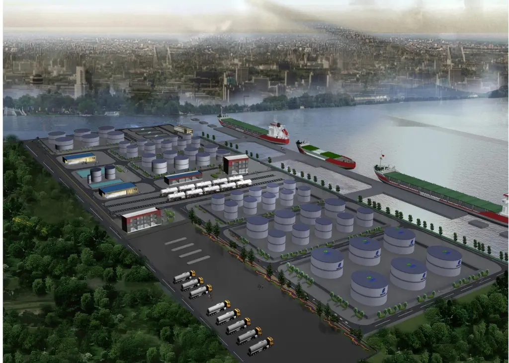 A rendering of the planned new Odjfell Terminals Nangang terminal in Tianjin