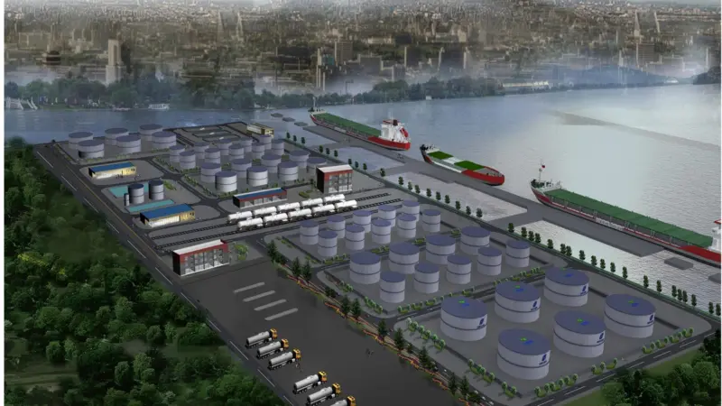 A rendering of the planned new Odjfell Terminals Nangang terminal in Tianjin
