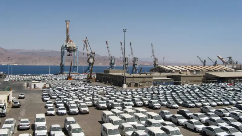 How do Eilat authorities imagine handling in excess of 8,000 teu and more per ship?