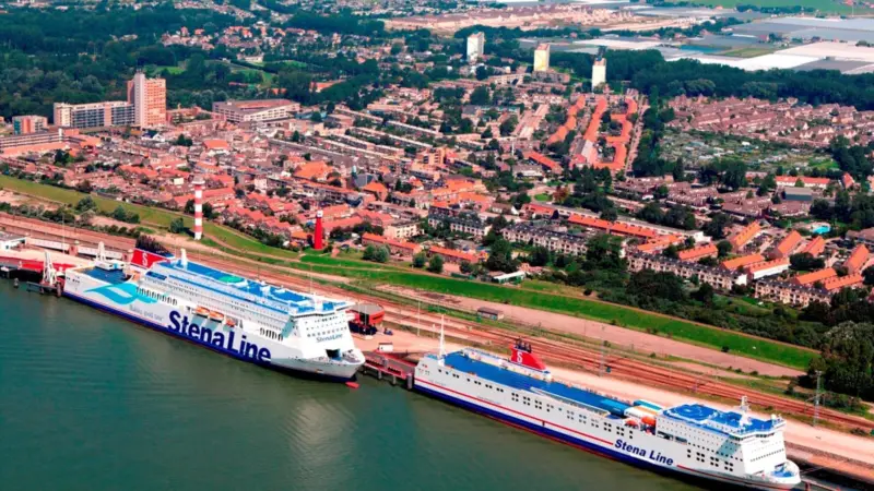 Stena Line ferries docked at the port of Hoek van Holland, Netherlands, the site of one of ABB’s most recent onshore power supply installations