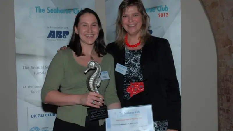 Carly Fields, Editor, Port Strategy was presented the award for International Editor of the Year, by Caroline Creeve, PSA HNN