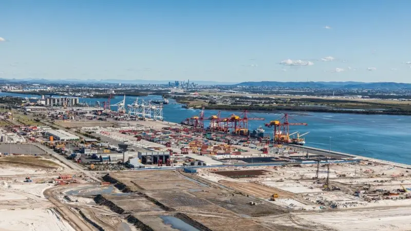 The Port of Brisbane quayline where, by 2014, all three stevedores in operation will have automated container handling equipment