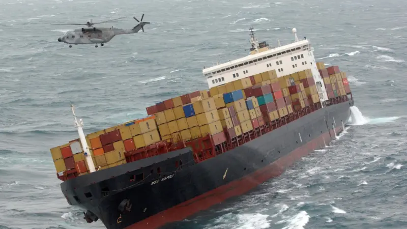 The size of the issue: A report into the MSC Napoli grounding found that the weight of a fifth of the boxes were underdeclared Photo: French Ministry of Defence