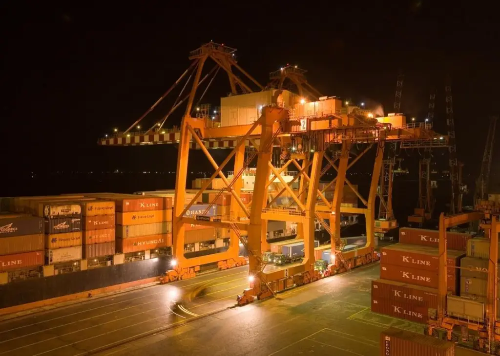 On loan: Some of the quay cranes that Portek has on lease in Indonesia