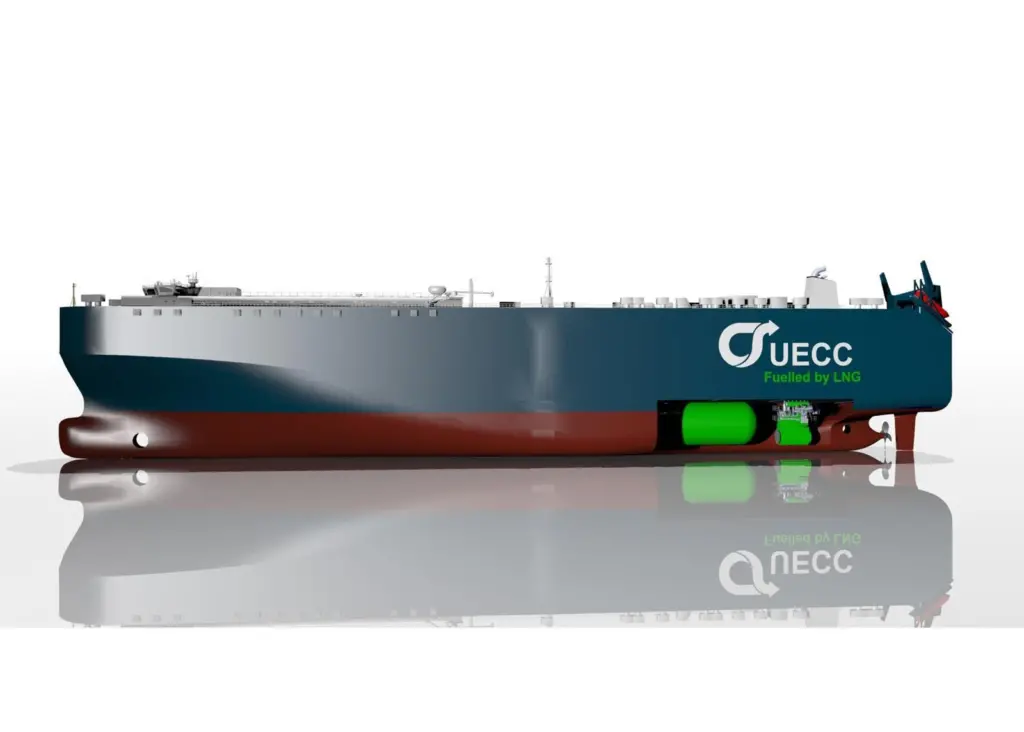 UECC said these are the first PCTC’s of their kind to be fitted with an LNG fuel propulsion system Photo: UECC