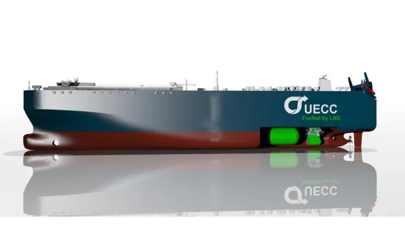 UECC said these are the first PCTC’s of their kind to be fitted with an LNG fuel propulsion system Photo: UECC