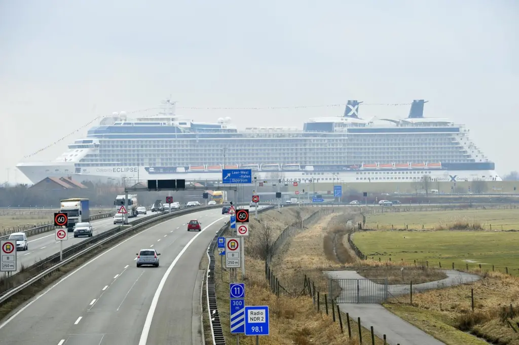Newbuilt cruise ship on the Ems, from Papenburg to the sea