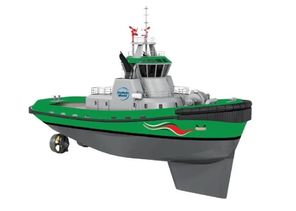 The tug will be capable of operating on both MDO and LNG. Photo: Drydocks World