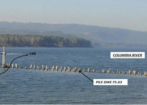 The port placed around 144,500m³ of dredge material near two pile dikes in the Columbia River