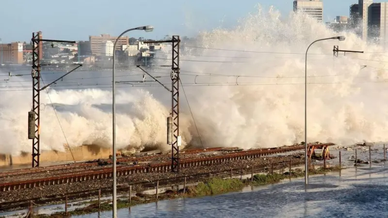 Water wall: South Africa's Port Elizabeth has suffered under the impact of the storms. Credit: M Hoppe