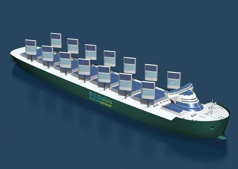 EMP's Aquarius MRE System project uses an advanced integrated system of rigid sails, solar panels and energy storage modules to enable ships to tap into renewable energy