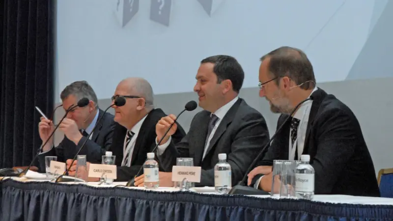 Session one speakers answer questions at the end of the first morning at the Gas Fuelled Ships conference