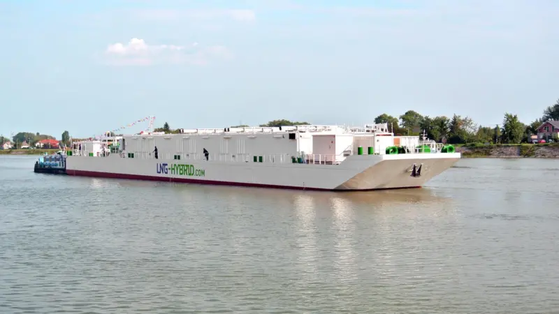 The LNG Hybrid Barge on its journey to Hamburg, September 2014