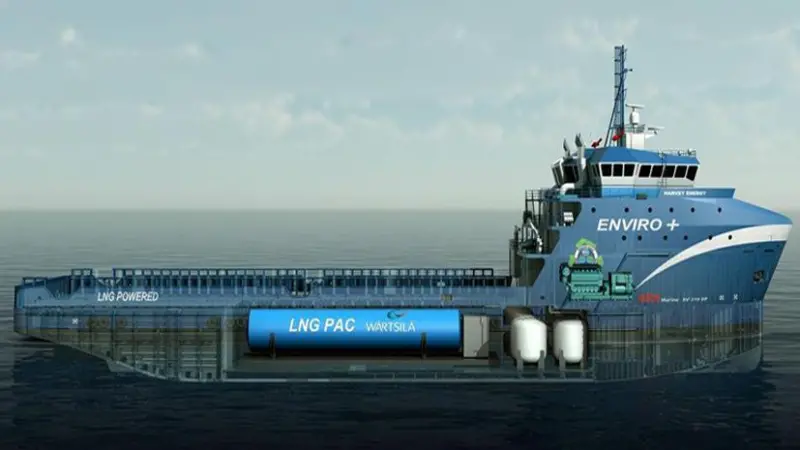 'Harvey Energy' measures 310ft and is powered by three Wärtsilä 6L34DF dual-fuel gensets