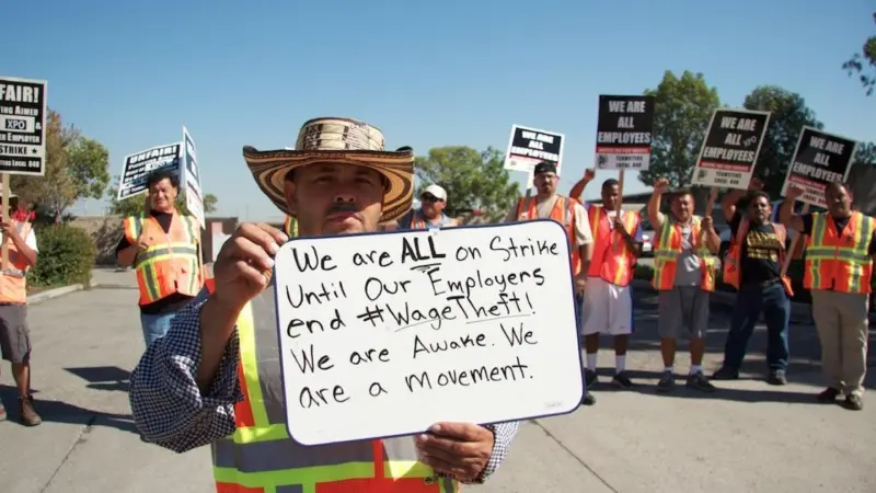 Truck drivers at the Port of Long Beach and the Port of Los Angeles have gone on strike Photo: Teamsters Union