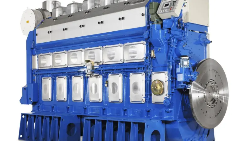 A six-cylinder in-line version of the Wärtsilä 50DF dual-fuel engine