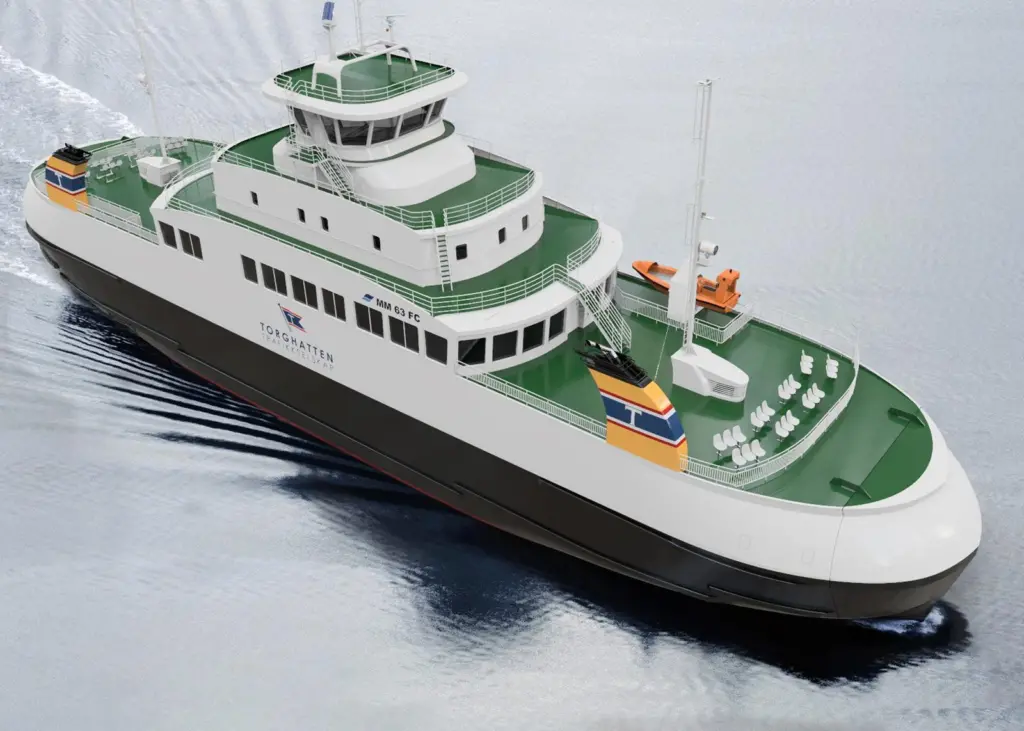 The MM63 car ferry will be initially feature two battery packs as a hybrid vessel, with the option to add a further sixteen packs and shore connection to make it fully electric