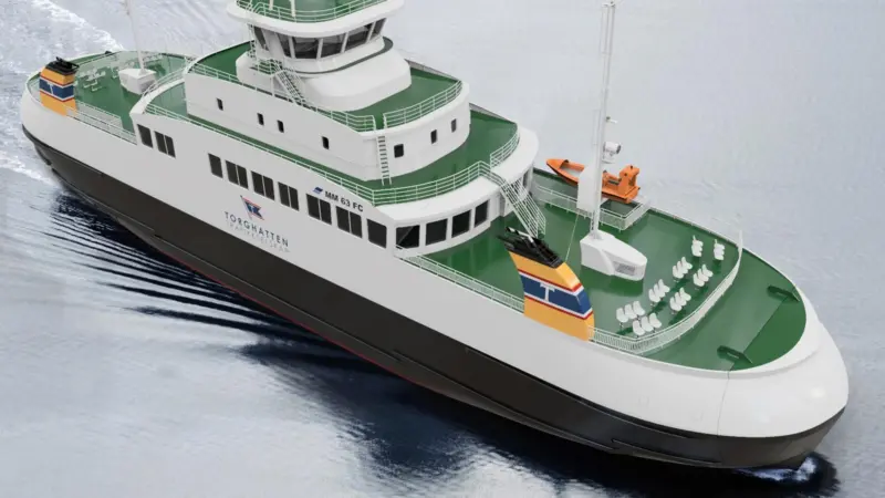 The MM63 car ferry will be initially feature two battery packs as a hybrid vessel, with the option to add a further sixteen packs and shore connection to make it fully electric
