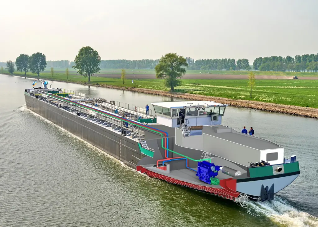 Wärtsilä says an inland waterways barge powered with its integrated solution will result in an 82% reduction in NOx emissions, a 90% reduction in particulate matter and a 20% reduction in CO2