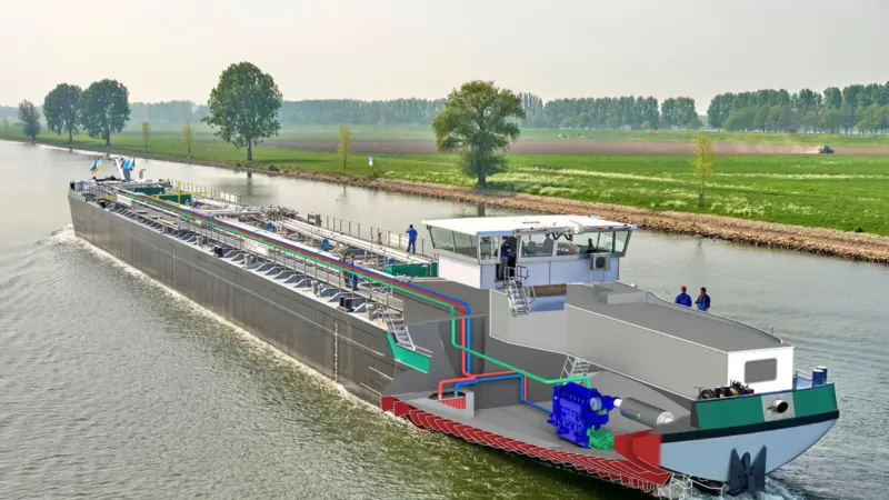 Wärtsilä says an inland waterways barge powered with its integrated solution will result in an 82% reduction in NOx emissions, a 90% reduction in particulate matter and a 20% reduction in CO2