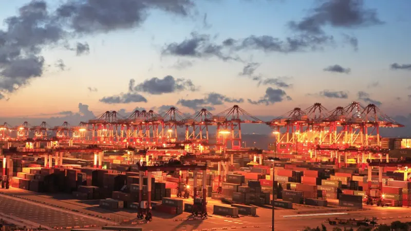 An aerial view of Shanghai Port