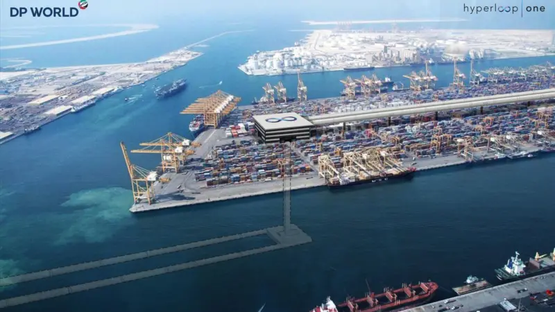 Moving boxes: The Hyperloop tube will link DP World’s flagship Jebel Ali Port to a new inland container depot in Dubai
