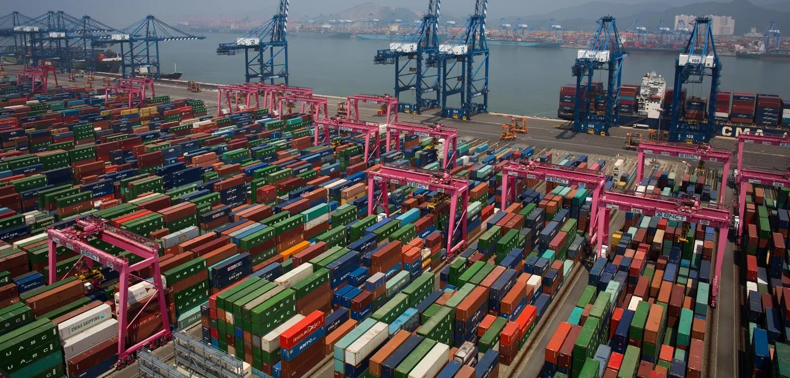 Aerial view of Busan Port, South Korea