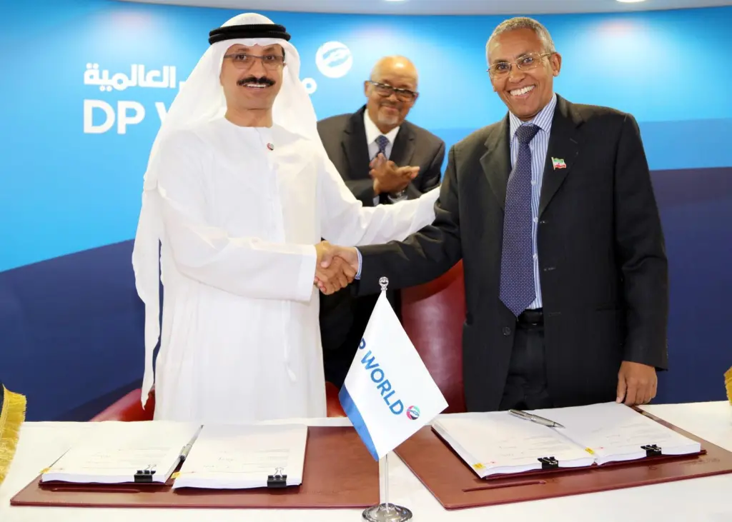 Sultan Ahmed Bin Sulayem and Dr Saad Ali Shire at the signing ceremony.