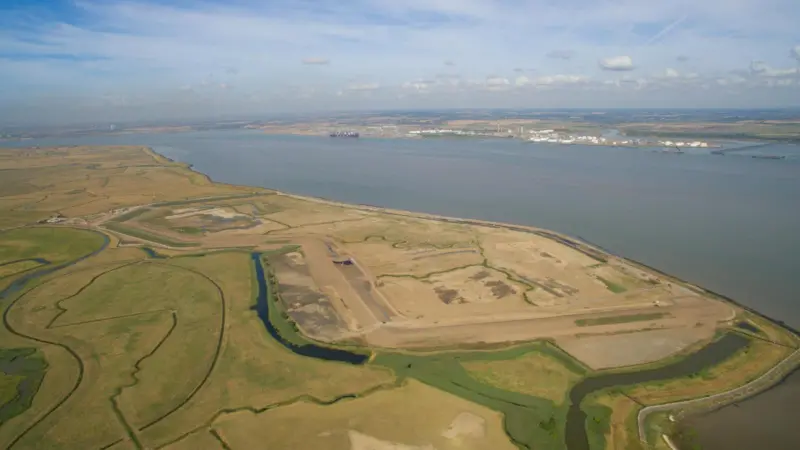 Salt Fleet Flats Reserve from the air, just before the breach took place Photo: Andrew Bowen