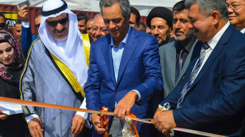 Unleashed: Enrique K Razon, Jr, chairman and president of ICTSI, declares the new terminal area at Basra Gateway Terminal officially open