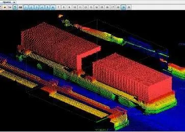 3D laser scanner performing a 3D scan over the lanes