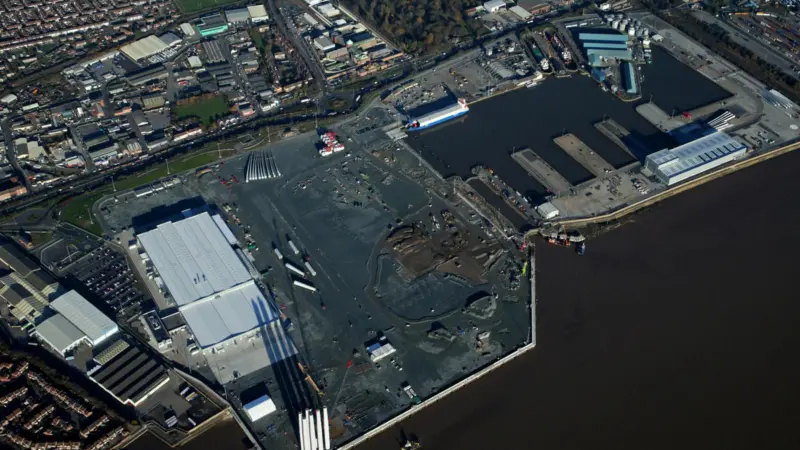 An aerial view of Alexandra Dock