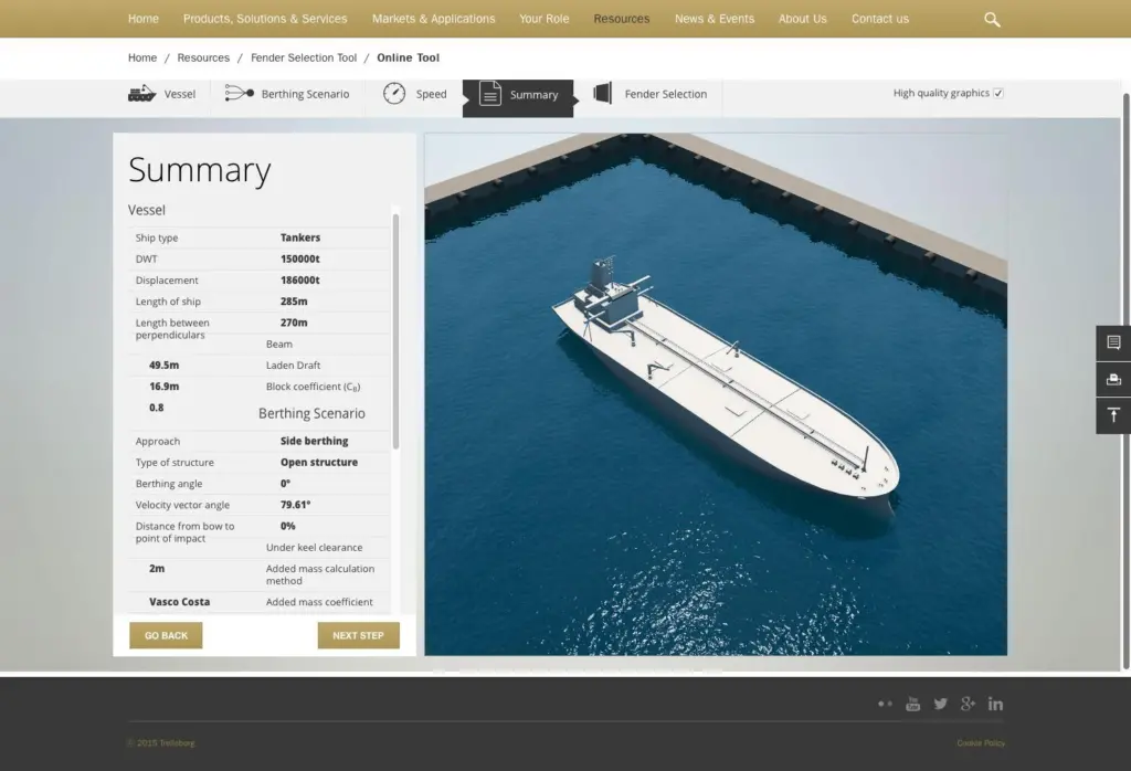 Trelleborg's fender selection tool intends to help specifiers and suppliers.